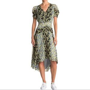 Parker Shelley Floral Print Silk Blend Dress Blossom Stripe Size XS